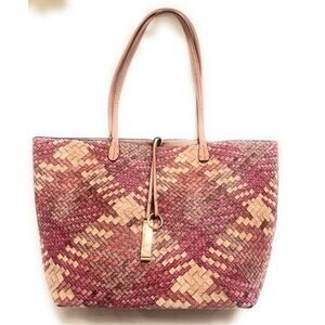 Lou Lou Vegan Leather Tote Woven Texture Pattern